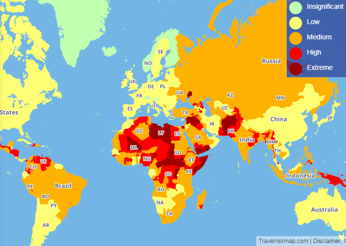 Dangerous Places in Iran - Travel Risk Map