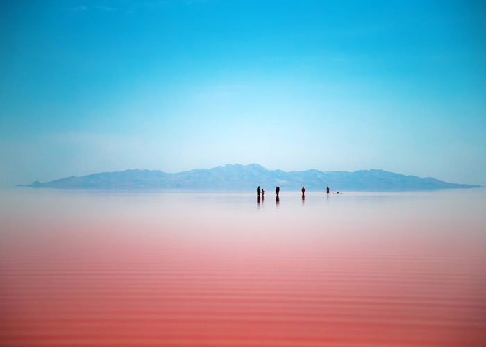 lake urmia - orumiyeh lake - Algae turn the lake red